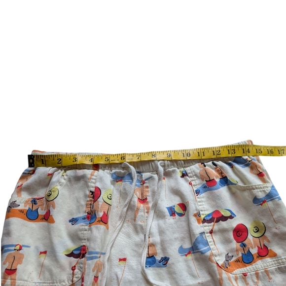 Peter Alexander Beachscapes 100% Pajama Bottom 3/4 Cream Red Blue Women's Medium - Picture 12 of 14